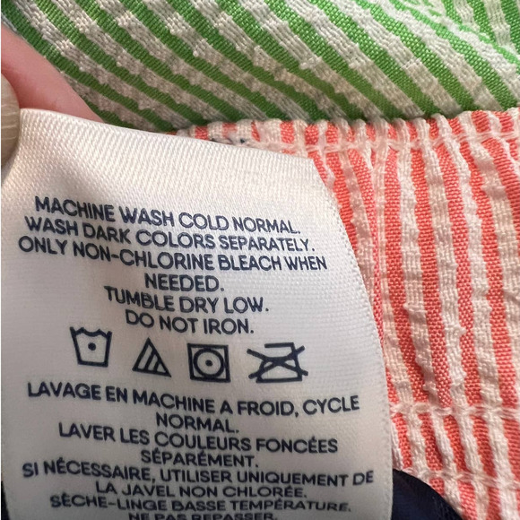 Lands' End Boys Swim Trunks in Green Blue Red Seersucker Size XL 14-16 - Picture 6 of 6